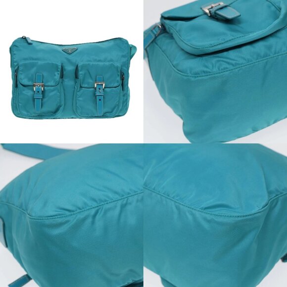 PRADA Shoulder Bag Nylon Turquoise Blue Auth 89320V - Picture 14 of 15